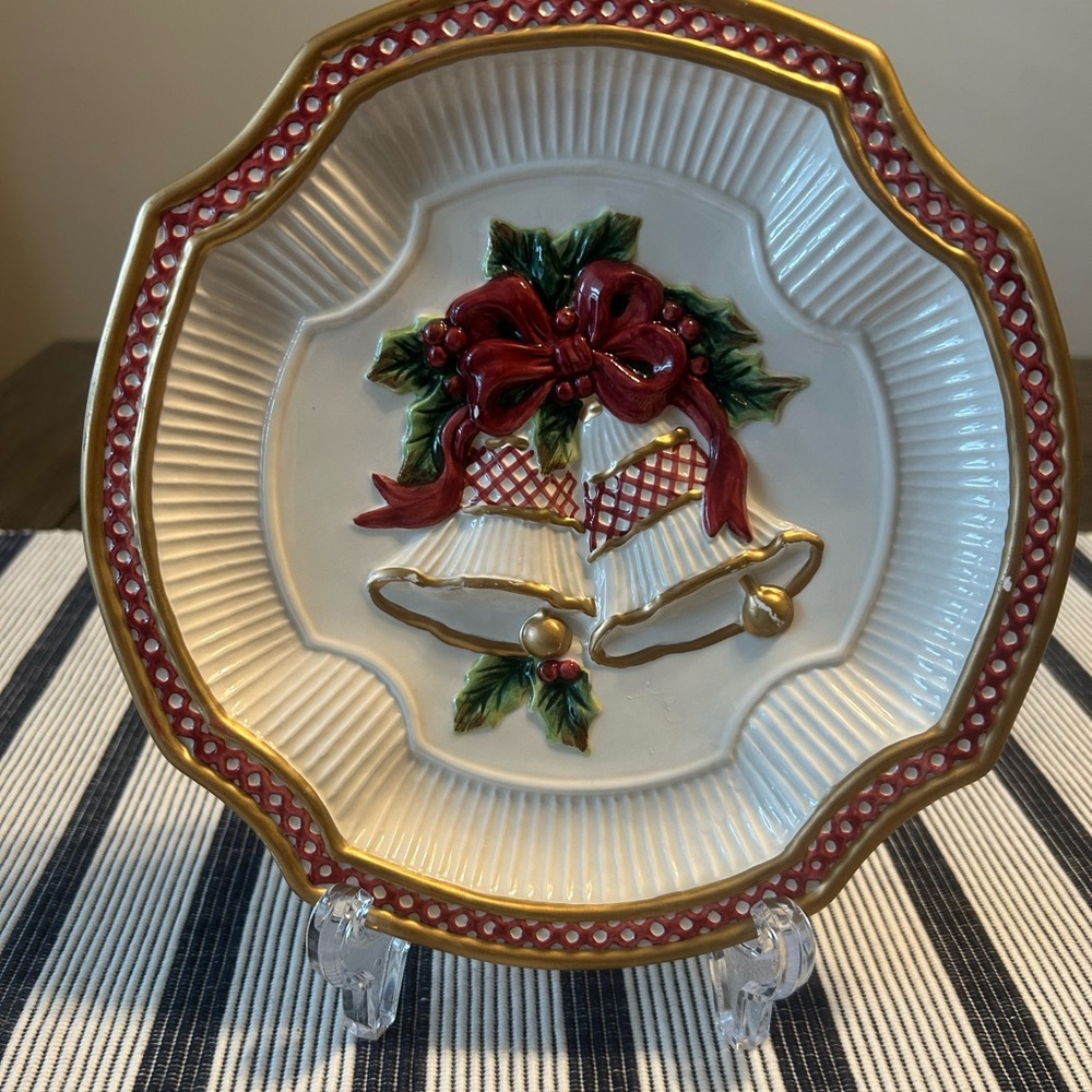 Fitz and Floyd Elegant Holiday Bells Plate